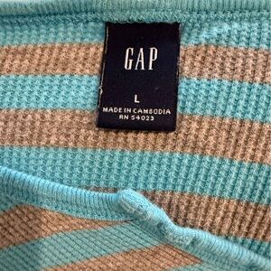 GAP Turquoise and Taupe Striped Sweater